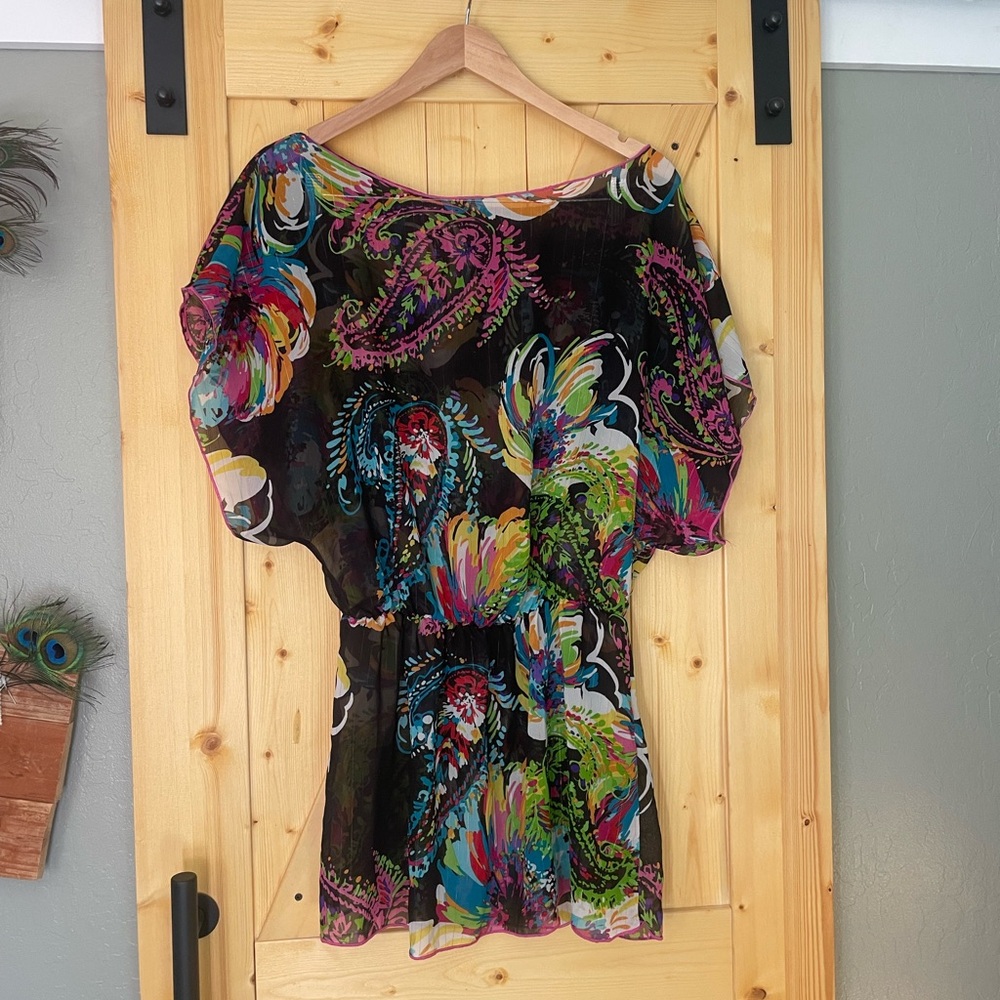 Target Multicolor Paisley & Floral Blouson Top - Black